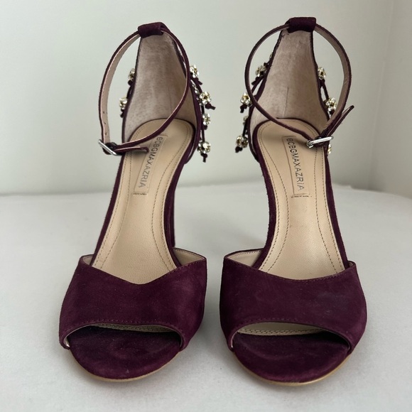 💕 BCBGMaxAzria | Burgundy Suede Diamond Back Heels Size Euro 37.5 US 8 - Picture 3 of 8